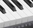 ピアノ形状鍵盤＆タッチレスポンス